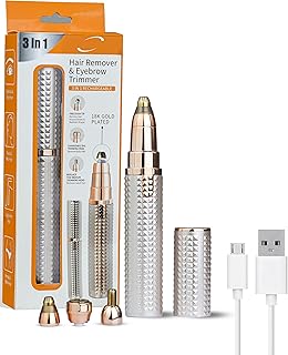Eyebrow Trimmer for Women, 3 in 1 Rechargeable Facial Hair Remover with Replaceable Heads, Professional Painless Personal Hair Removal For Eyebrows, U