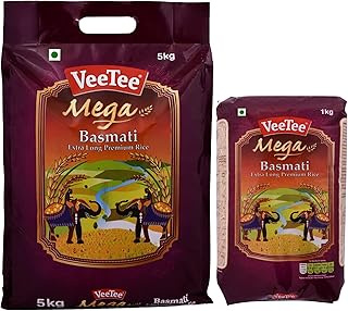 VeeTee Combo Pack Of Mega Basmati Rice (5 Kg) and Mega Basmati Rice (1 Kg)