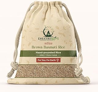 Dhatri Agro Handpounded Brown Basmati Rice 1 Kg Whole Grain Aromatic Rice for Daily Meals, Long Grain Gluten Free Rice, Traditional Processing