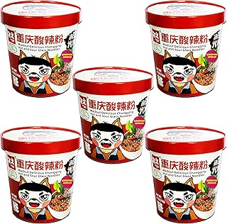 UMAI ZHENGWEN Madout Delicious Chongqing Hot & Sour Instant Sweet Potato Glass Noodles 132g| Chongqing Style | Super Food | Healthy | 6 seasonings ins