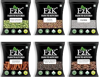 F2K Spices combo pack - Garam Masala - Spice Combo : Pack of 6-50g each - Premium grade Aromatic Peppercorn - Black cardamom - Green Cardamom - Cinnam