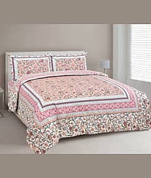 CLOTHORO Cotton 1 Double Bedsheet with 2 Pillow Covers ( Multicolor )