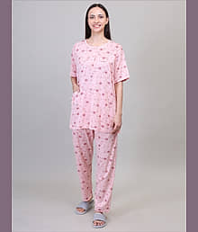 Camey Peach Viscose Women's Nightwear Nightsuit Sets ( Pack of 1 )