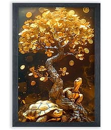 Choudhary Bro Golden Tree Photo Frame For Wall Mounted Painting (10 * 14 Inches)