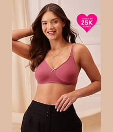 Clovia Pack of 1 Cotton Blend Non Padded T-Shirt Bra For Women ( Pink )
