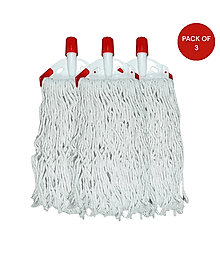 Cotton Mop Refill Head Pack of 3 white | Heavy Absorbent Floor Cleaning Mop | White Thread Mop Replacement