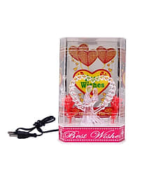 Crystal Couple Love Showpiece with Multicolor LED Light ? Electric ?Best Wishes? Night Lamp for Anniversary, Wedding, Engagement Gift