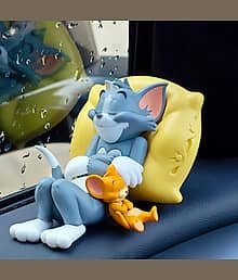 Cute Cartoon Cat & Mouse Sleeping Showpiece ? 3D Resin Table Decor Figurine for Bedroom, Living Room, Kids Room, Office Desk & Study Table ? Aesthetic