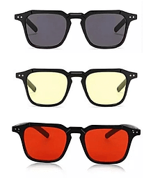 David Martin Multicolor Square Sunglasses ( Pack of 3 )