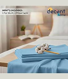 Decent Home Blue Microfiber 1 Double Bedsheet with 2 Pillow Covers ( 225 cm x 225 cm )