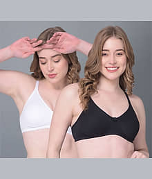 Dollar Missy Pack of 2 Cotton Women's T-Shirt Bra ( Multicolor ) DTS-2152-BK-WH-PO2