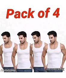 FAYROUZ Pack of 4 Cotton Basic Vest For Men ( White )