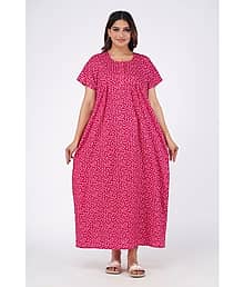 Favnic Pink Cotton Women's Nightwear Nighty & Night Gowns ( Pack of 1 )