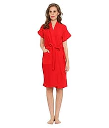 FeelBlue Single Free Size Bathrobe Red