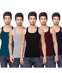 HAP Pack of 5 Cotton Sleeveless vest For Men ( Multi )