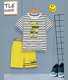 HELLCAT Boys Dress Clothing Set Combo with Tshirts & Shorts - Pack 1 White4