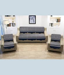 Home Shine 5 Seater Velvet Sofa Cover Set ( Pack of 1 )