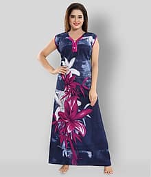 INNER BEATS Cotton Printed Women Regular Nighty ( Multicolor )