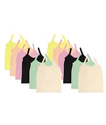 INNERO Pack of 12 Girls Cotton Camisoles ( Multicolor 1 )