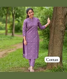 JABAK CREATION Women Rayon Printed Straight Kurti With Pants ( Purple )