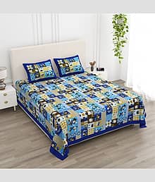 K.D.PRINTS Multicolor Cotton 1 Double King Bedsheet with 2 Pillow Covers ( 240 cm x 274 cm )