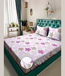 Klotthe Poly Cotton 1 Double Fitted Bedsheet with 2 Pillow Covers ( 250 cm x 225 cm ) , White