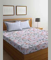 Klotthe Poly Cotton 1 Double Bedsheet with 2 Pillow Covers ( Multicolor )