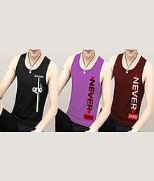 Kushi flyer Pack of 3 Polyester Basic Vest For Men ( Multicolor6 )