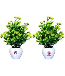 Leafora Beautiful Artificial Bonsai Tree and Bonsai Plant with Pot Bonsai for Indoor Bonsai Artificial Plant with Pot (18 cm, Green)