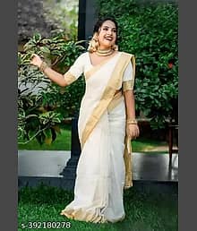 Magneitta Cotton Solid Saree With Unstitched Blouse Piece ( White )