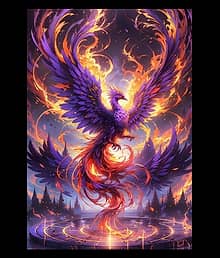 Majestic Phoenix Rising Fantasy Wall Art ? Premium Vibrant Fire Bird Frame
