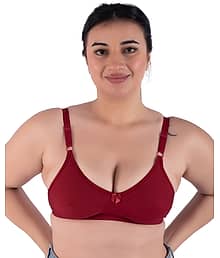 Missvalentine Pack of 1 Cotton Blend Non Padded Everyday Bra For Women ( Maroon )