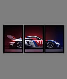 Modern Sports Car 3-Panel Wall Art | Luxury Racing Car Triptych Photo Frame