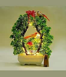 Modo® Artificial Plant with Sparrow & Light - Green & Red (23.5)