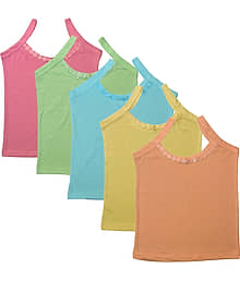 NEW TRINATH HOSIERY Pack of 5 Girls Cotton Camisoles ( Multicolor 3 )