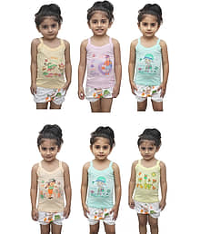 NEW TRINATH HOSIERY Pack of 6 Girls Cotton Camisoles ( Multicolor 4 )
