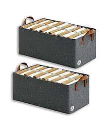 NEXORA PACK OF 2 Folding Storage Box With Rod - Jeans Fabric Closet Storage Box - Drawers Foldable Clothing Storage Bins - 26 Ltr Foldable Bag - Doubl