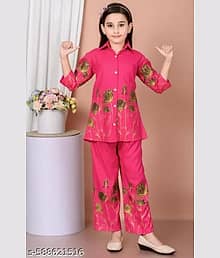 Niicce Fashion Pack of 1 Girls Cotton Blend T-shirt & Pyjama ( Pink )