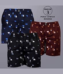 octa apparel Pack of 3 Cotton Boxers For Men's ( Multicolor )