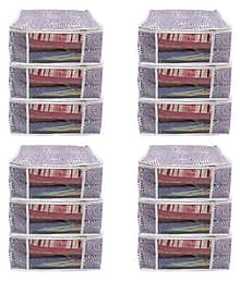 PrettyKrafts Saree Cover Big Size/Wardrobe Organiser/Cloth Cover |Sari Cover | clothcover | Cloth Organizer (Set of 12)