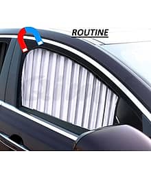 ROUTINE Magnetic Removable Side Window Privacy Sunshade, Car Window Curtains, Magnet Pleated Curtains (4PCS) (Silver), Polyestersilver car curtain