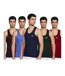 Renox Pack of 5 Cotton Basic Vest For Men ( Multicolor )