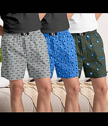 Riglozi Pack of 3 Cotton Boxers For Men's ( Assorted 4 )