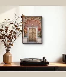 Royal Indian Palace Door Wall Art | Carved Arch UV Print