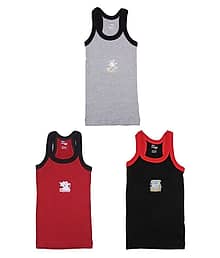 Rupa Frontline Cotton Multicolor Sleeveless Vests for Kids/Boys - Pack of 3