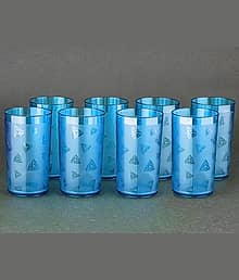 SEDULOUS Plastic Glasses Set 300 ml ( Pack of 8 ) Light Blue