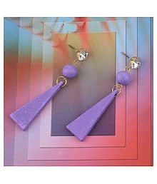 SILVER SHINE Designer Dangler Diamond Wooden Light Weight Earrings for Girls and Women.
