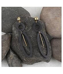 SILVER SHINE Elegant Light Weight Dangle Wooden Earrings for Girls and Women.