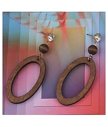 SILVER SHINE Wonderful Attractive Diamond Wooden Light Weight Earrings for Girls and Women.