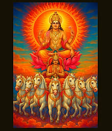 SURYA DEV SURYA SEVEN HOURSE RELIGOUS WOODEN PHOTO FRAME